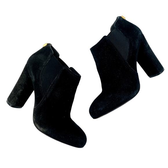 Tory Burch Black Suede Block Heel booties - Picture 2 of 7